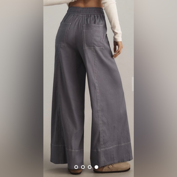 NWT, Maeve/Anthropologie La Ponche Cotton Pull On Denim Wide Leg Pant, Sz STall - Picture 10 of 14